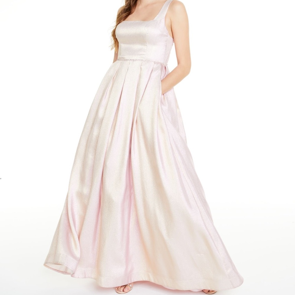 SAY YES TO THE PROM Pink Embellished Zippered Pocketed Dress Juniors